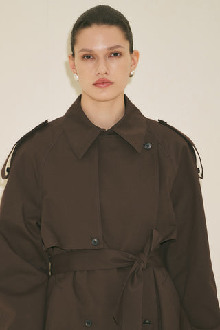 Malia Double Collar Trench Coat Brown