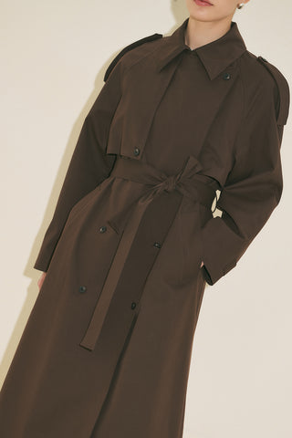 Malia Double Collar Trench Coat Brown