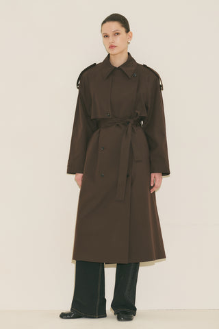 Malia Double Collar Trench Coat Brown