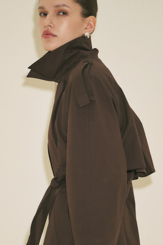 Malia Double Collar Trench Coat Brown