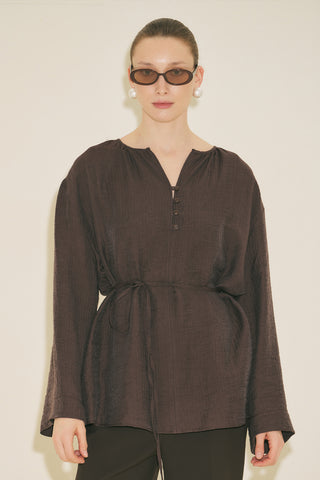Textured Drape Tunic Brown