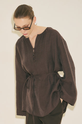 Textured Drape Tunic Brown