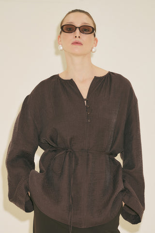 Textured Drape Tunic Brown