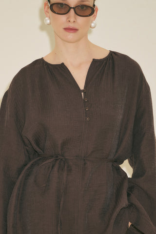 Textured Drape Tunic Brown