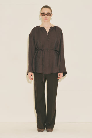 Textured Drape Tunic Brown