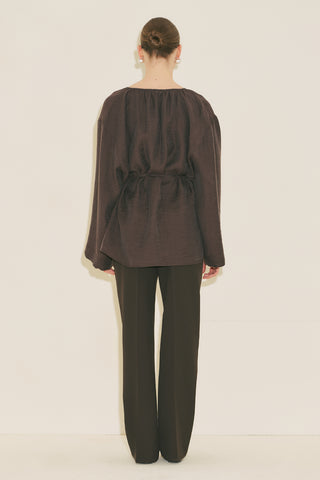 Textured Drape Tunic Brown