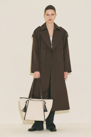 Canvas City Bag With Tassel Detail Brown