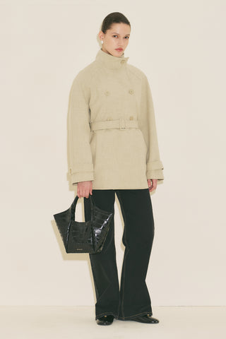 Tara Embossed Leather Bag Black