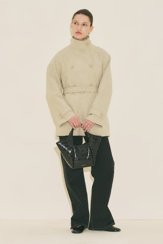 Tara Embossed Leather Bag Black