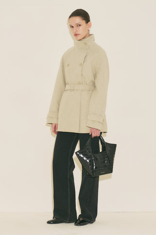 Tara Embossed Leather Bag Black