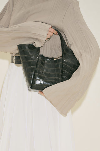 Tara Embossed Leather Bag Dark Green