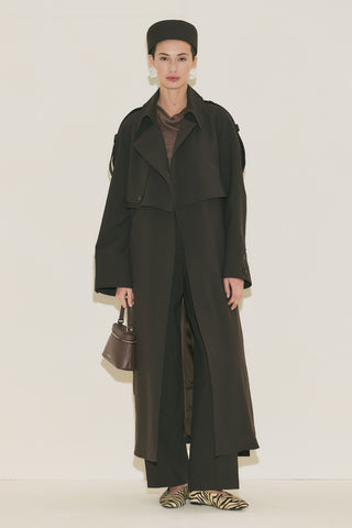 Limited Edition Wide Sleeve Trench Coat Dark Brown