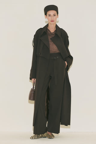 Limited Edition Wide Sleeve Trench Coat Dark Brown