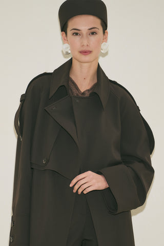 Limited Edition Wide Sleeve Trench Coat Dark Brown