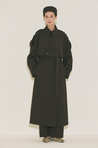 Limited Edition Wide Sleeve Trench Coat Dark Brown