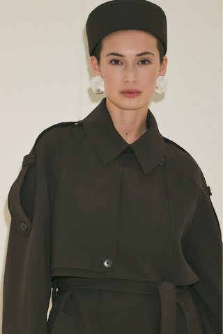 Limited Edition Wide Sleeve Trench Coat Dark Brown