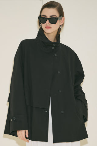 Ria Statement Trench Coat Black