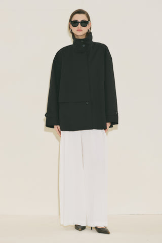 Ria Statement Trench Coat Black