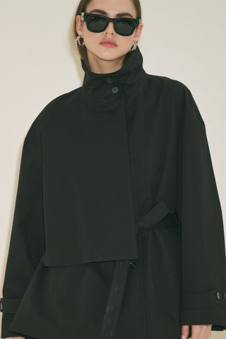 Ria Statement Trench Coat Black