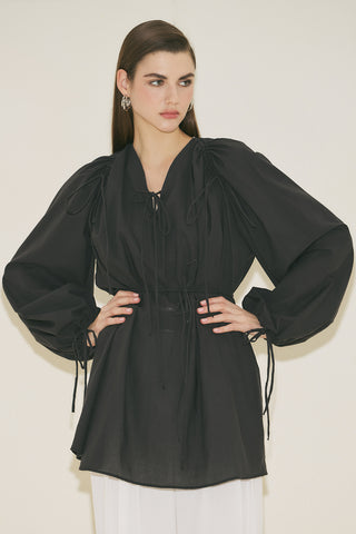 Tie Detail Tunic Black