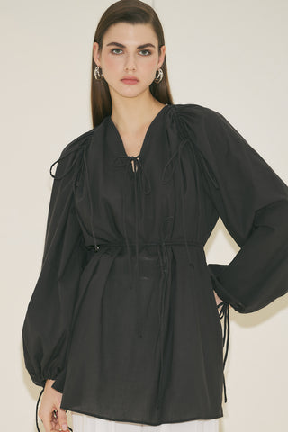 Tie Detail Tunic Black