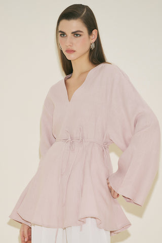 100% Linen Voluminous Tunic Pink