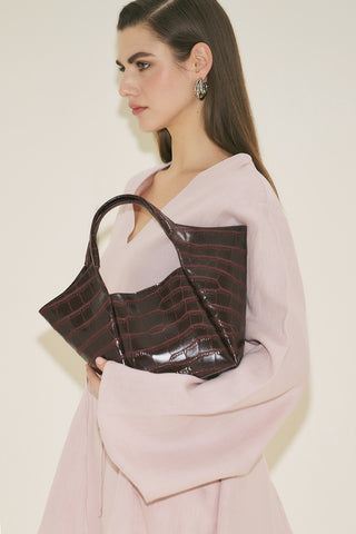 Tara Embossed Leather Bag Burgundy