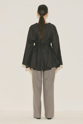 100% Linen Voluminous Tunic Dark Brown