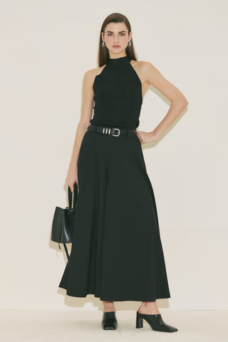 Wide Skirt Effect Trousers Black