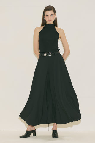 Wide Skirt Effect Trousers Black