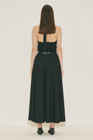 Wide Skirt Effect Trousers Black