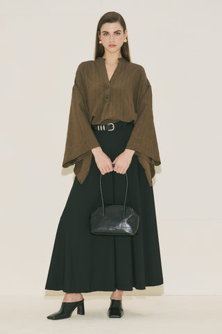 Kimono Sleeve Blouse Khaki Striped