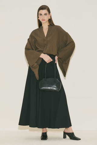 Kimono Sleeve Blouse Khaki Striped