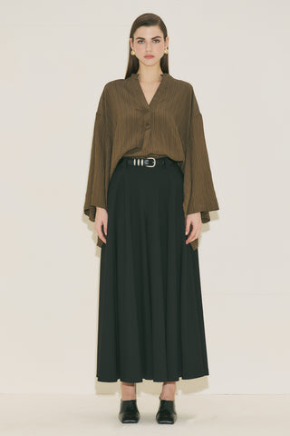 Kimono Sleeve Blouse Khaki Striped