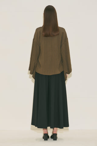 Kimono Sleeve Blouse Khaki Striped