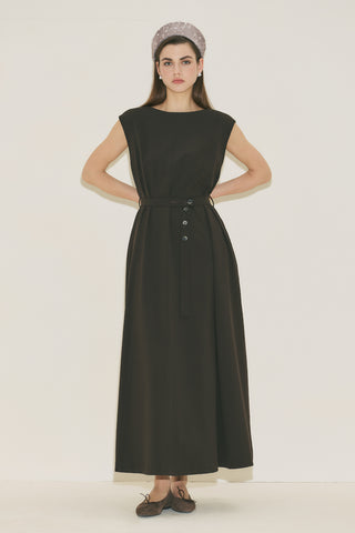 Premium Belted Dress Brown