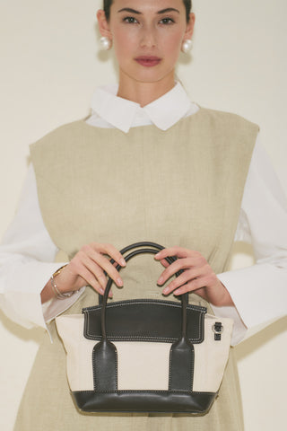 Ruth Flap Mini Canvas Bag Black