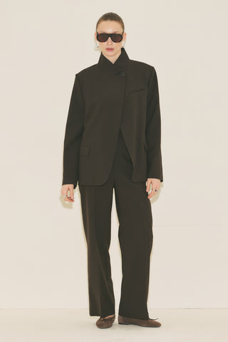 Classic Straight Trousers Dark Brown