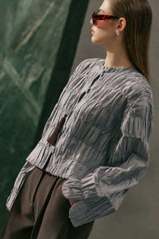Textured Mirina Blouse Blue