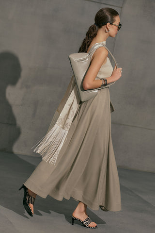 Asymmetric Belted Skirt Stone