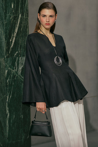 100% Linen Voluminous Tunic Black
