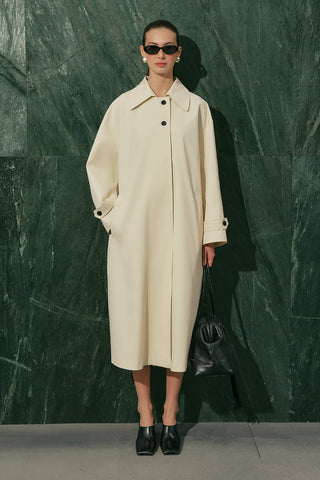 Malene Buttoned Trench Coat Vanilla
