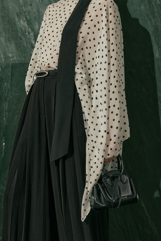 Patterned Blouse With Scarf Detail Polka Dot