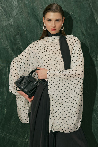 Patterned Blouse With Scarf Detail Polka Dot