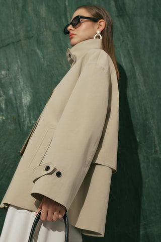Ria Statement Trench Coat Stone