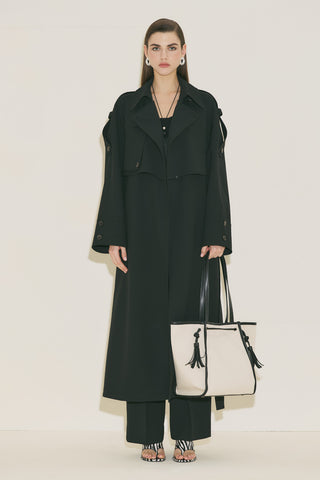 Canvas City Bag With Tassel Detail Black