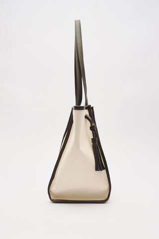 Canvas City Bag With Tassel Detail Brown