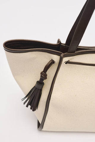 Canvas City Bag With Tassel Detail Brown