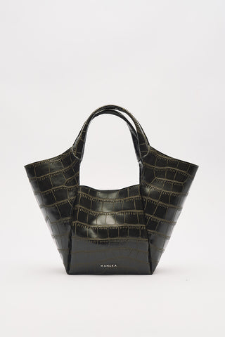 Tara Embossed Leather Bag Dark Green