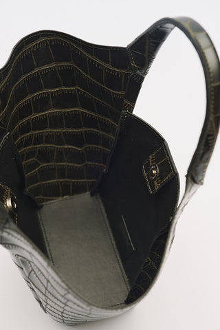 Tara Embossed Leather Bag Dark Green